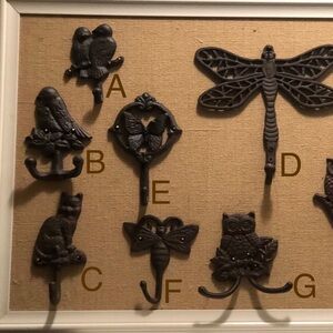 Black Cast Iron Wall Hook Set